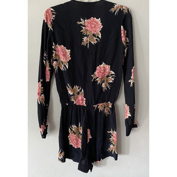 Blue Life Planet Blue Size XS Floral Print Romper Long Sleeve Festival Bohemian - Picture 2 of 7